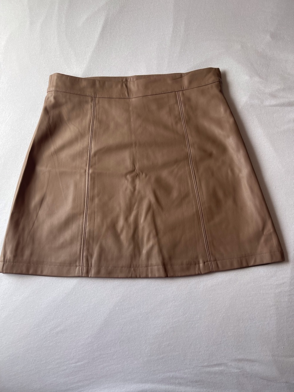 SHEIN Tan Faux Leather A-Line Mini Skirt